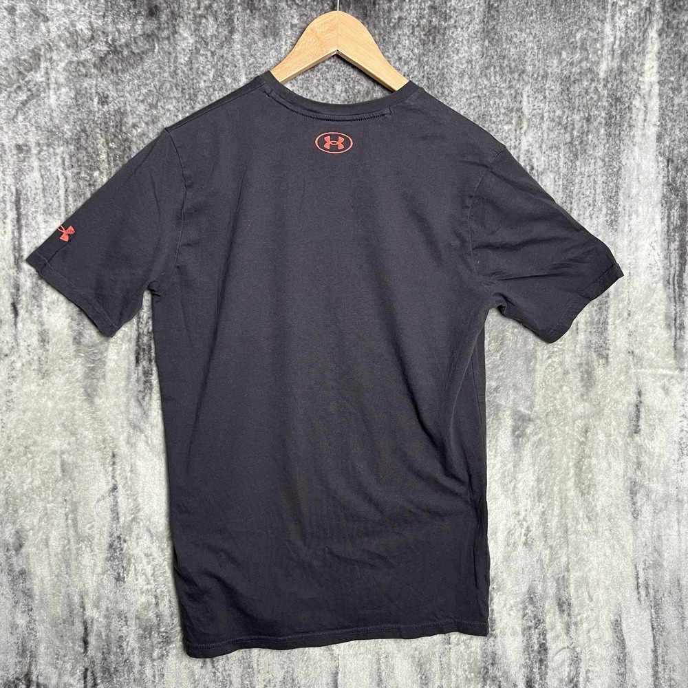 Under Armour Heatgear T Shirt Mens M Gray Cotton Loose Fit Project Rock Logo - Picture 7 of 7